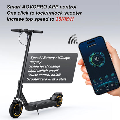 AOVOPRO ESMax 45KM Electric Scooter 35KM/H Fast Speed 1000W Peak Power 10 Inch Anti-puncture Air Tire 14.5AH Folding E-scooter