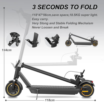 AOVOPRO ESMax 45KM Electric Scooter 35KM/H Fast Speed 1000W Peak Power 10 Inch Anti-puncture Air Tire 14.5AH Folding E-scooter